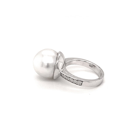 AUTORE 13mm South Sea Pearl and Diamonds Ring in Sterling Silver -  Paddington Jeweller - OJ Co