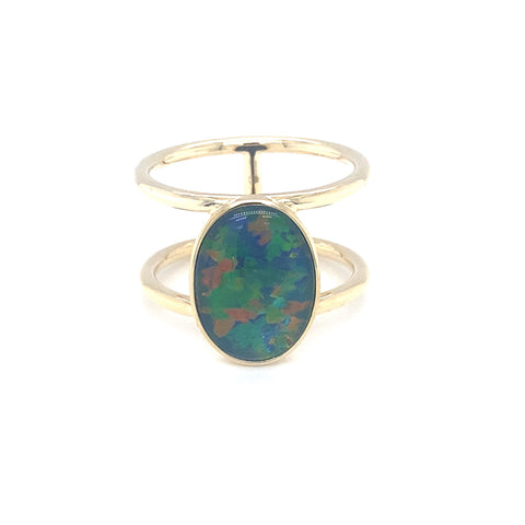 colourful opal ring yellow gold