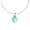 Custom Made for Natalie - 9kt white gold pear shape blue topaz and diamond pendant on a 9kt white gold cable chain -Paddington Jeweller - OJ Co