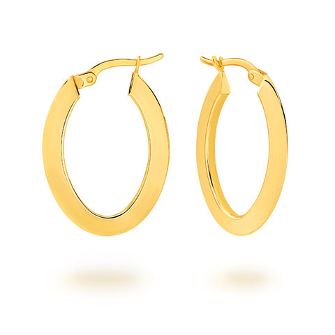 9KYG 19.5mm Oval Hoop Earrings -  Paddington Jeweller - Ojco