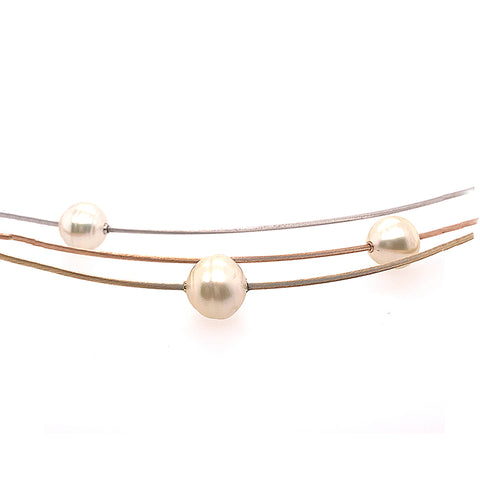 Custom Made  for Polly - S/Sea Pearl pendant in tri-colour 9kg cable chain (customer supply pearls) -  Paddington Jeweller - OJ Co