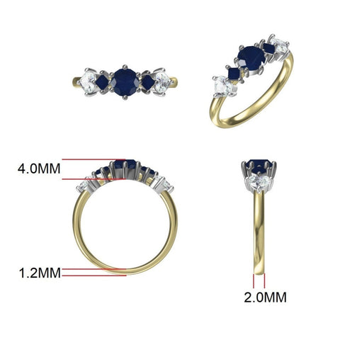 Custom Made for Meg - Blue Sapphire & Heart Diamond ring in 18KG(Centre Sapphire & 2 Heart Diamonds provided by Customer) -  Paddington Jeweller - Ojco