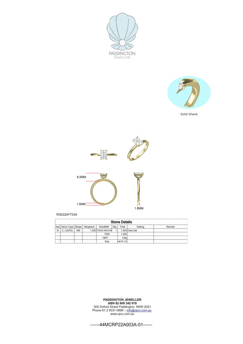 Custom Made for Benji 1.52ct LAB Grown Emerald Cut Diamodn Ring -  Paddington Jeweller - Ojco
