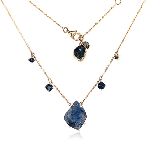 OJCO Rough Sapphire Necklace in 9kt Yellow Gold -  Paddington Jeweller - OJ Co
