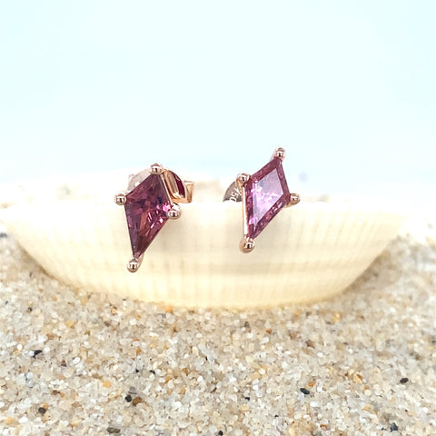 Rose  - Rubelite Stud Earrings -  Paddington Jeweller - Ojco