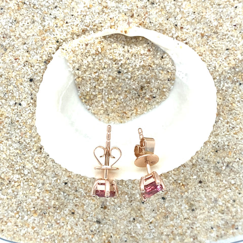 Rose  - Rubelite Stud Earrings -  Paddington Jeweller - Ojco