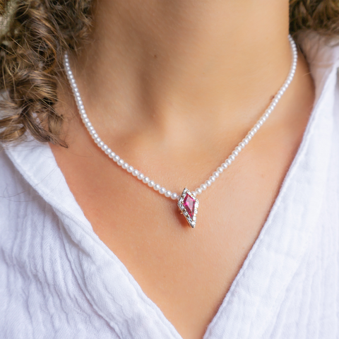 Rosie  - Rubelite Diamond Pendant -  Paddington Jeweller - Ojco