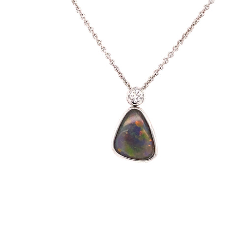 9kt yellow gold double side black opal and diamond swivel necklace -  Paddington Jeweller - OJ Co