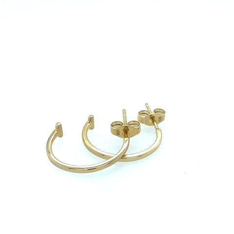 Plain "T" Hoop Earrings in 9kt Gold -  Paddington Jeweller - Ojco