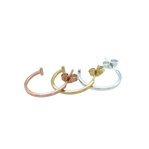 Plain "T" Hoop Earrings in 9kt Gold -  Paddington Jeweller - Ojco