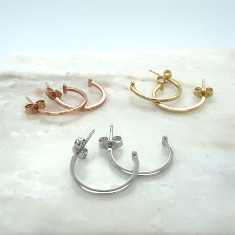 Plain "T" Hoop Earrings in 9kt Gold -  Paddington Jeweller - Ojco