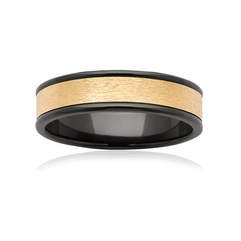 ORLANDO - Black Zirconium and Yellow Gold Ring -  Paddington Jeweller - OJ Co