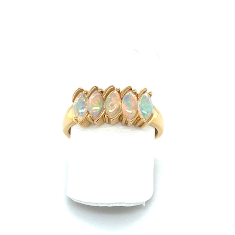 18K Yellow Gold Solid Light Opal 5 = 0.73ct Ring -  Paddington Jeweller - Ojco