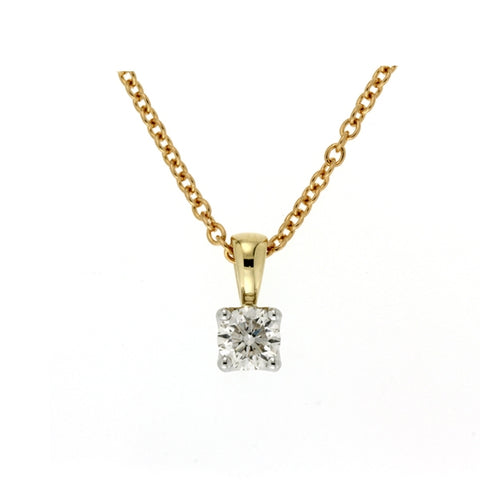 Diamond 4 claw pendant with 1.00ct diamond in 18kt yellow gold and chain -  Paddington Jeweller - OJ Co