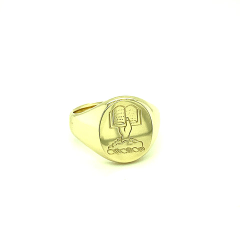 Custom Made 9kt yellow gold gents ring - customer crest -  Paddington Jeweller - OJ Co