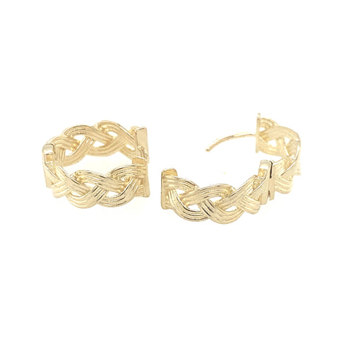 9kt Yellow Gold Braided 11.5mm Huggie Earrings -  Paddington Jeweller - Ojco
