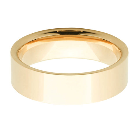 Gents gold wedding ring - flat comfort curve soft edge band -  Paddington Jeweller - OJ Co