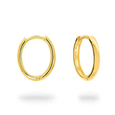 9kt Yellow Gold 13.7mm Oval Huggie Earrings -  Paddington Jeweller - OJ Co