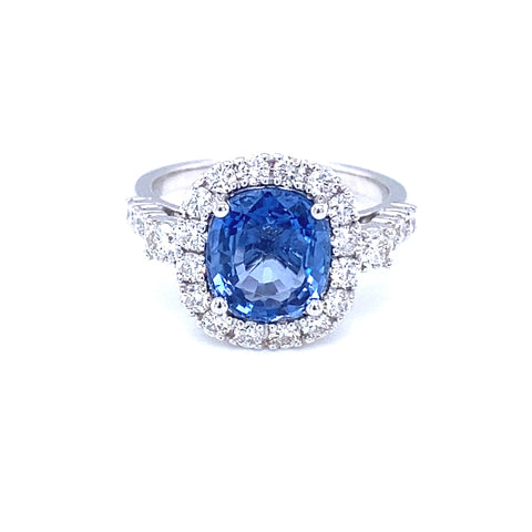 Custom made_9K White Gold Sapphire and diamond ring_customer's sapphire/diamonds+ additional diamond -  Paddington Jeweller - OJ Co