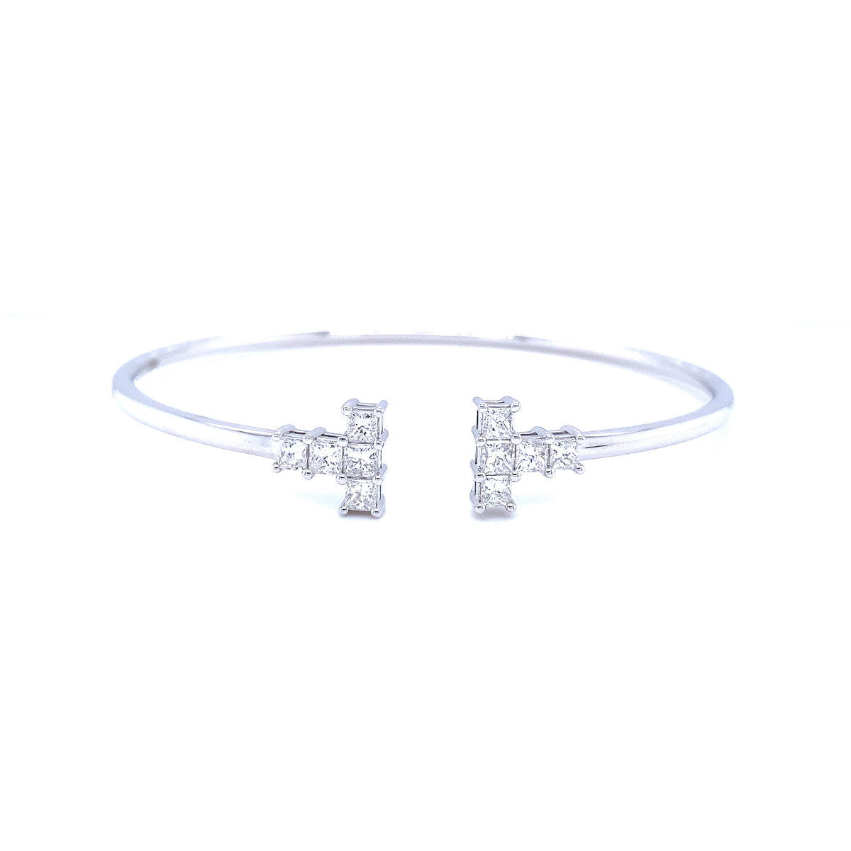 Custom made 9K White Gold Diamond Bangle_customers diamonds+extra diamond -  Paddington Jeweller - OJ Co