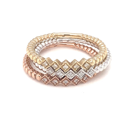 9kt yellow gold claw set square shape top diamond stacker band 5 =0.03ct -  Paddington Jeweller - OJ Co
