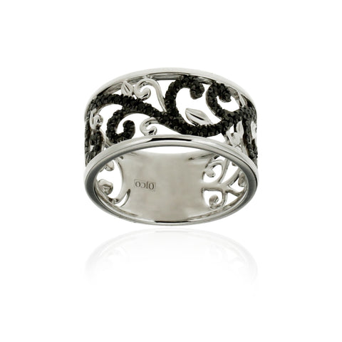 LAETITIA - 0.25ct Black Diamond Filigree Ring in 9kt White Gold Size N -  Paddington Jeweller - OJ Co