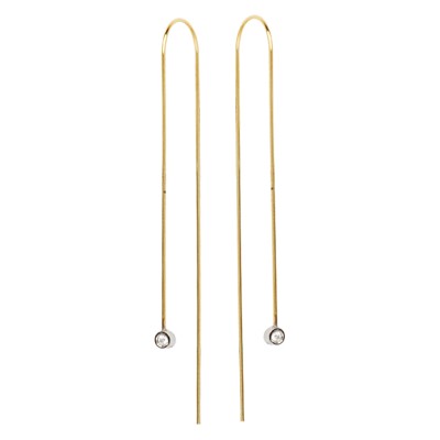 9kt Yellow Gold Hook Wire and 9kt White Gold Bezel 0.03ct Diamond Drop Earrings -  Paddington Jeweller - OJ Co