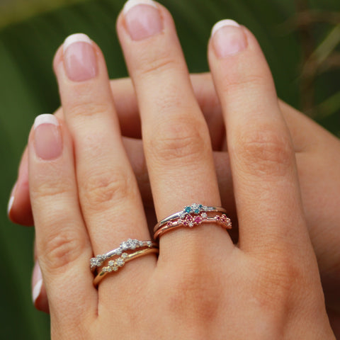 STELLA - White Diamond and Pink Sapphire Petite Stacker Ring -  Paddington Jeweller - OJ Co