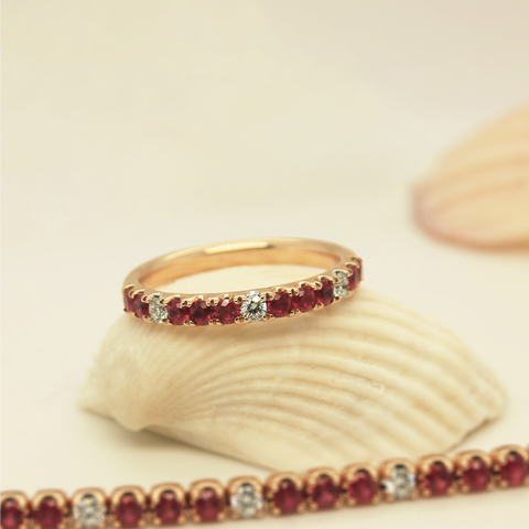 18kt Rose Gold Ruby and Diamond Ring -  Paddington Jeweller - Ojco