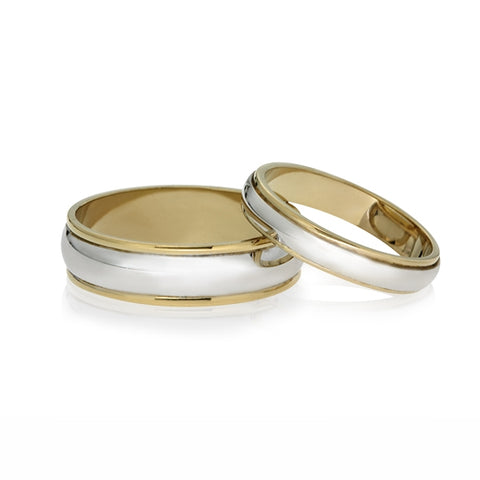 Ladies gold wedding ring- machined bi-tone band -  Paddington Jeweller - OJ Co