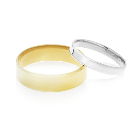 Gents gold wedding ring - flat comfort curve soft edge band -  Paddington Jeweller - OJ Co